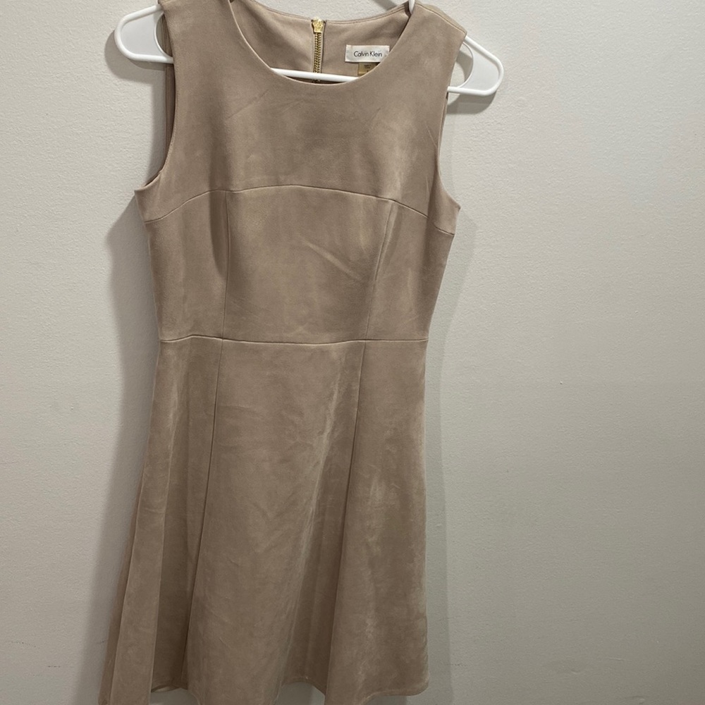 Calvin Klein Suede Taupe Dress (2)